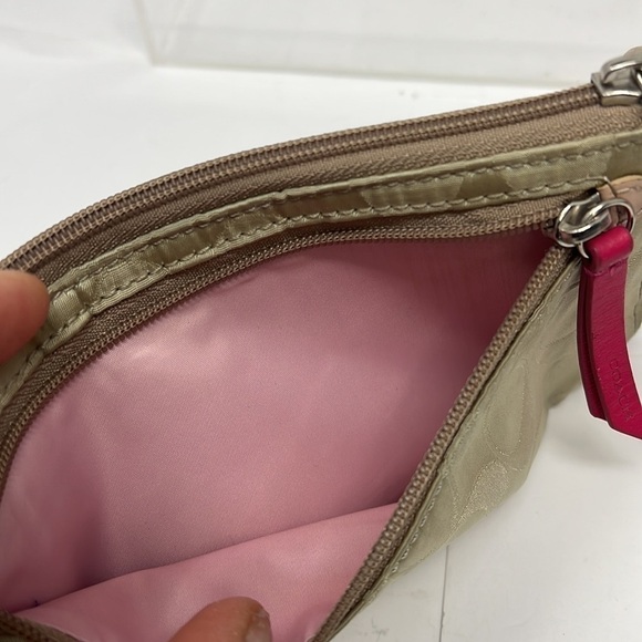 Coach Large Tan Satin Zip Wristlet Wallet - Picture 6 of 9